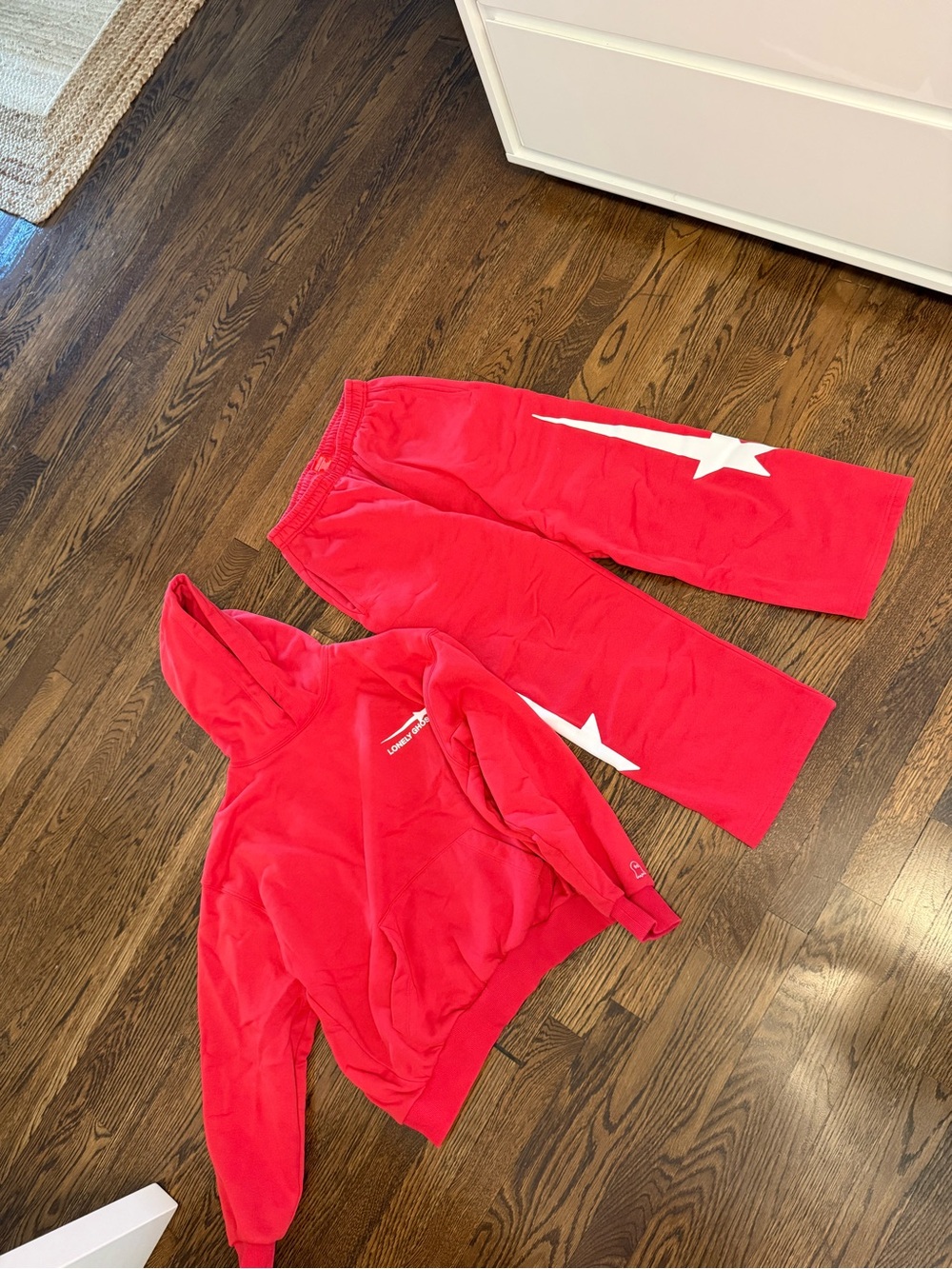 LONELY GHOST Red Star-Accent Hoodie & Sweatpants Set